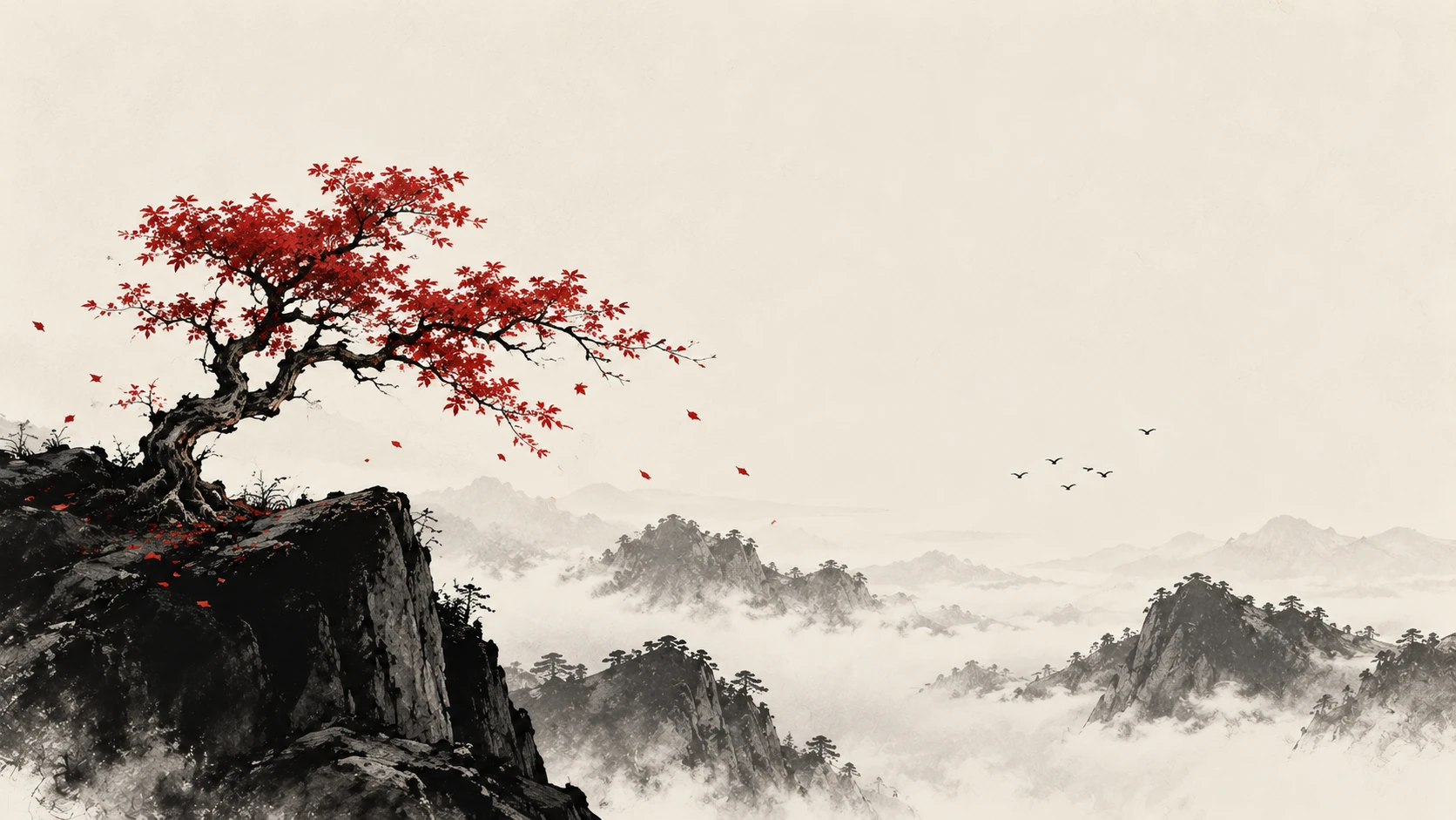 The Red Tree at Winter's Edge