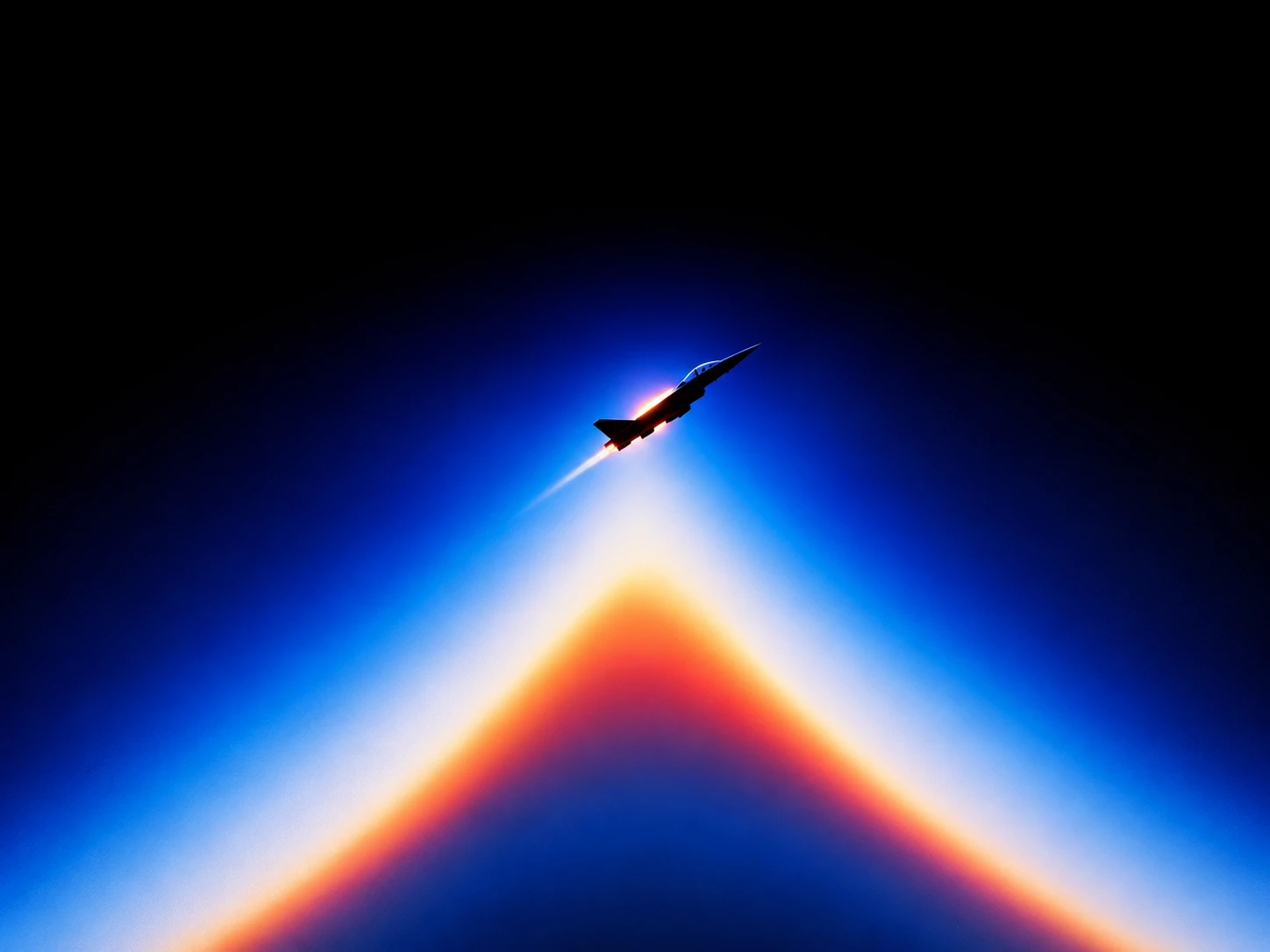 Tiny Futuristic Jet Suspended High