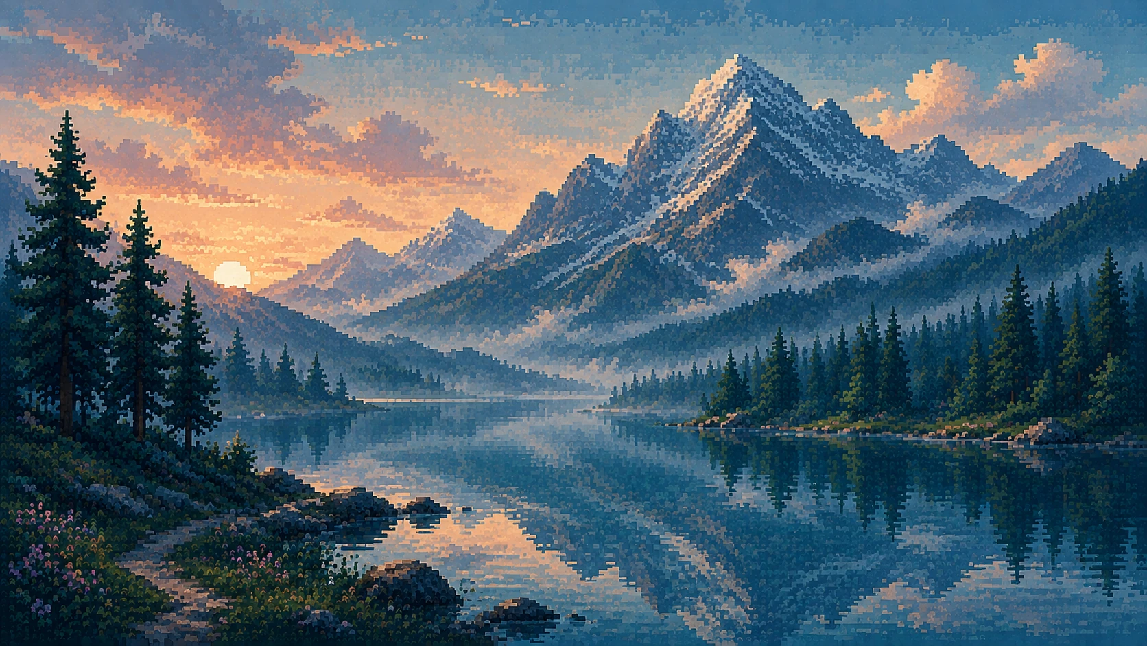Sophisticated Pixel-art Nature Landscape