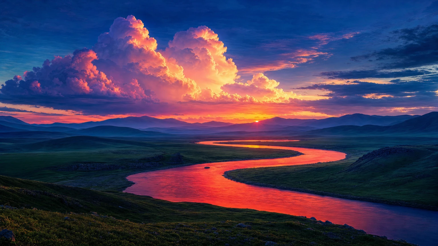 Peaceful Cinematic Landscape After Sunset