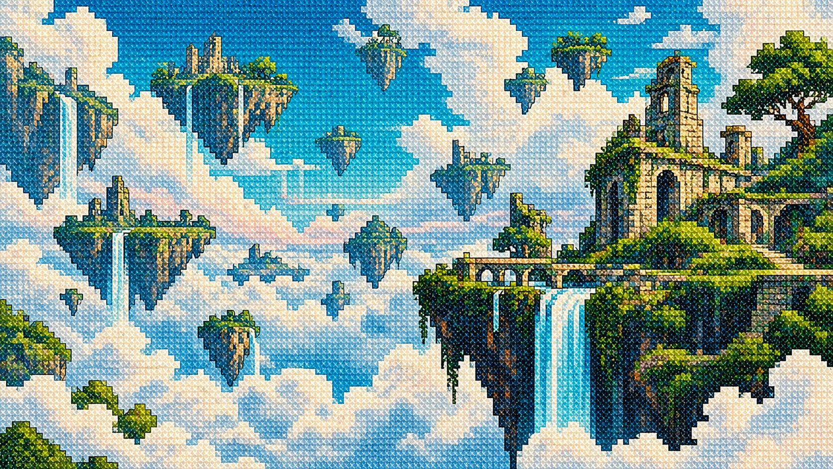 Fantastical Wide Pixel-art Landscape